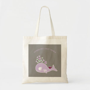 Zwangere Paarse Mama Walvis Cute Meisje Baby Showe Tote Bag