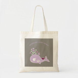 Zwangere Paarse mammie Whale Twin Girls Baby showe Tote Bag