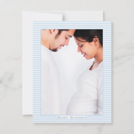Zwangere paren Foto Baby Boy Shower Invite Kaart (Voorkant)