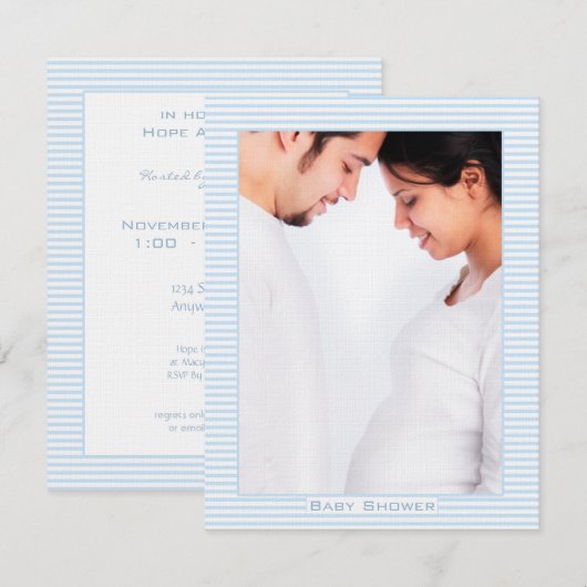Zwangere paren Foto Baby Boy Shower Invite Kaart (Voorkant / Achterkant)
