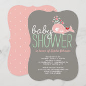 Zwangere roze Baby shower met tweelingmeisjes Kaart (Voorkant / Achterkant)