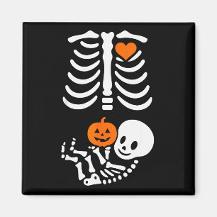 Zwangere Skelet Baby Bump Grappige Halloween T-shi Magneet