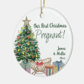 Zwangere Sonogram Fotokerstboom en Wieg Keramisch Ornament (Links)