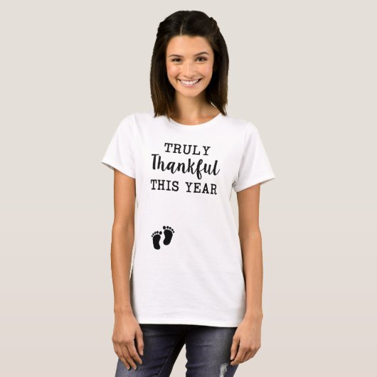 Zwangere Thanksgiving Shirt echt gelukkig mam t-sh (Voorkant volledig)