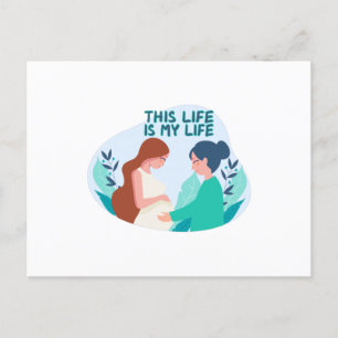 Zwangere verloskundige briefkaart