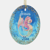 Zwangere verwacht Zeemeermin Gold Confetti Keramisch Ornament (Rechts)