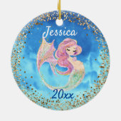 Zwangere verwacht Zeemeermin Gold Confetti Keramisch Ornament (Achterkant)