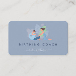 Zwangere vrouw Birthing Coach Illustration Earthy Visitekaartje