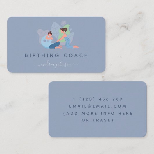 Zwangere vrouw Birthing Coach Illustration Earthy Visitekaartje (Voorkant / Achterkant)