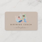Zwangere vrouw Birthing Coach Illustration Earthy Visitekaartje (Voorkant)