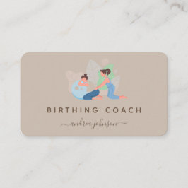Zwangere vrouw Birthing Coach Illustration Earthy Visitekaartje