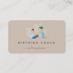 Zwangere vrouw Birthing Coach Illustration Earthy Visitekaartje