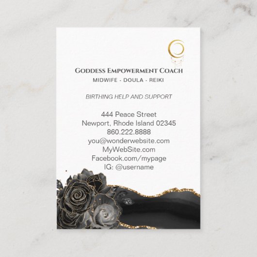 *~* Zwangere vrouw Doula Verloskundige Birthing Visitekaartje (Achterkant)