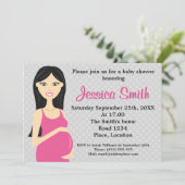 Zwangere vrouw in roze Baby shower Kaart (Staand voorkant)