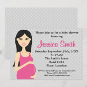 Zwangere vrouw in roze Baby shower Kaart (Voorkant / Achterkant)