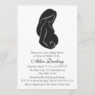 Zwangere vrouw Silhouette Heart Baby shower Invite Kaart
