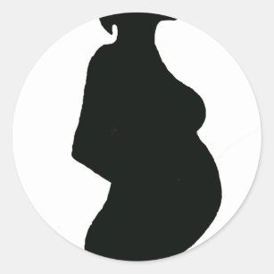 Zwangere vrouw Silouhette Ronde Sticker