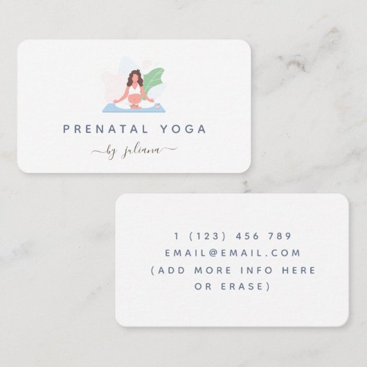 Zwangere vrouw Yoga Instructor Minimalist Boheems Visitekaartje (Voorkant / Achterkant)