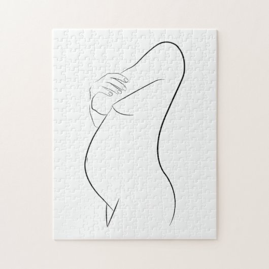 Zwangere vrouwen Lijn Kunst Modern Minimalistisch  Legpuzzel (Verticaal)