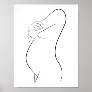 Zwangere vrouwen Lijn Kunst Modern Minimalistisch  Poster
