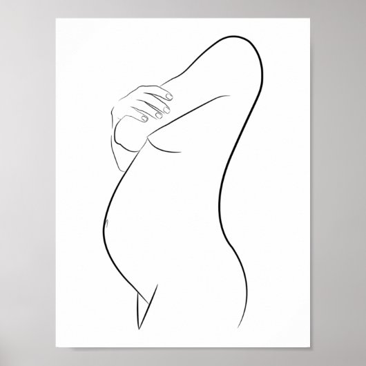 Zwangere vrouwen Lijn Kunst Modern Minimalistisch  Poster (Voorkant)