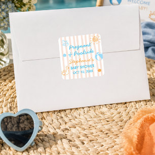 Zwangere & Zomer Zwembadfeestje Baby Shower Vierkante Sticker