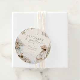 Zwangere & zwembad baby shower bedankjes labels