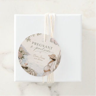 Zwangere & zwembad baby shower bedankjes labels