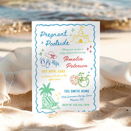 Zwangere & zwembadfeest zomer baby shower kaart