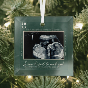 Zwangerschaft Echografie Foto Prettig Kerstfeest Glas Ornament