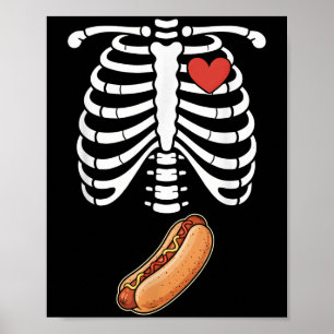 Zwangerschaft Skelet Hotdog Buik Bump Ribbenkast H Poster