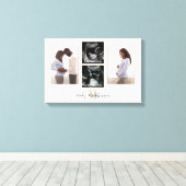 Zwangerschap 4 foto Collage Monogram Eerste Letter Canvas Afdruk (Insitu (Houten vloer))