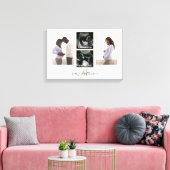 Zwangerschap 4 foto Collage Monogram Eerste Letter Canvas Afdruk (Insitu (Woonkamer))
