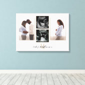 Zwangerschap 4 foto Collage Monogram Initiaal Canvas Afdruk (Insitu (Houten vloer))