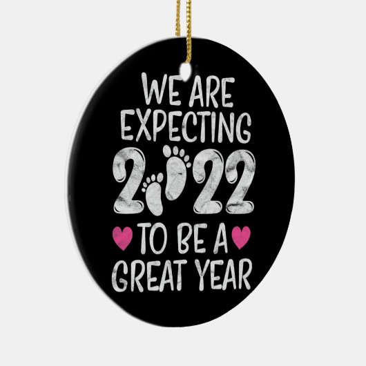 Zwangerschap Aankondiging 2022 Mam Papa om Baby te Keramisch Ornament (Rechts)