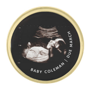 Zwangerschap Aankondiging Baby Sonogram Foto Vergulde Reverspeld