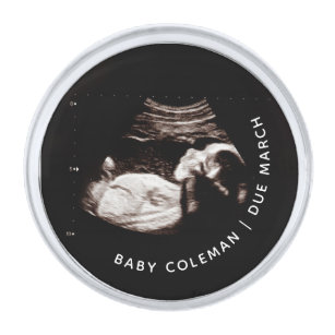 Zwangerschap Aankondiging Baby Sonogram Foto Verzilverde Reverspeld