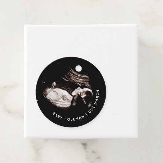 Zwangerschap Aankondiging Baby Sonogram Fotocircul Bedankjes Labels (In situ)