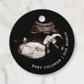 Zwangerschap Aankondiging Baby Sonogram Fotocircul Bedankjes Labels (Voorkant)