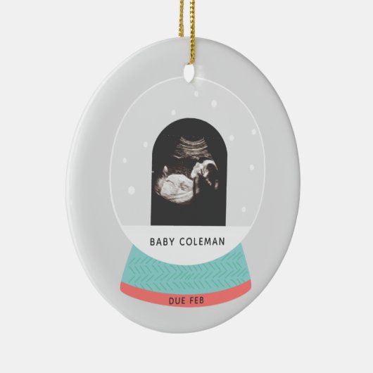 Zwangerschap Aankondiging Baby Sonogram Holiday Keramisch Ornament (Rechts)