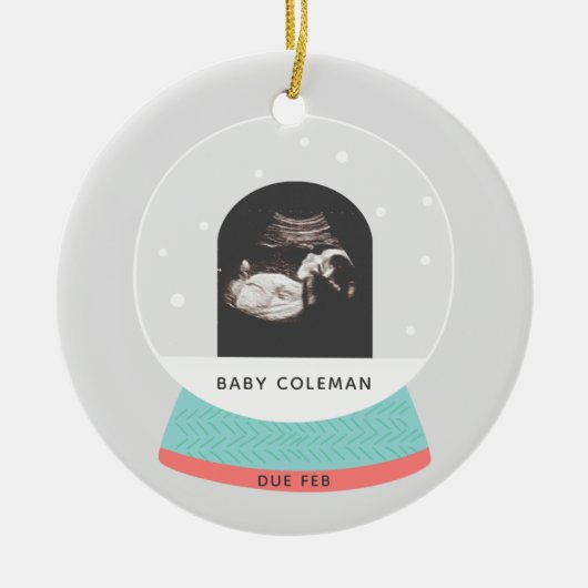 Zwangerschap Aankondiging Baby Sonogram Holiday Keramisch Ornament (Voorkant)