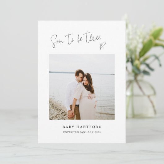 Zwangerschap Aankondiging | Binnenkort drie (Staand voorkant)