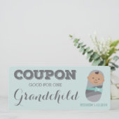 Zwangerschap Aankondiging Coupon Tan Grandchild (Staand voorkant)