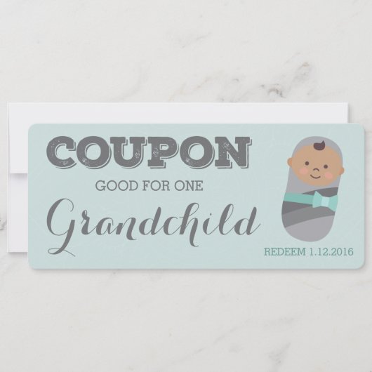 Zwangerschap Aankondiging Coupon Tan Grandchild (Voorkant)