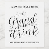 Zwangerschap Aankondiging Grootouders om te worden Wijn Etiket (Enkel label)