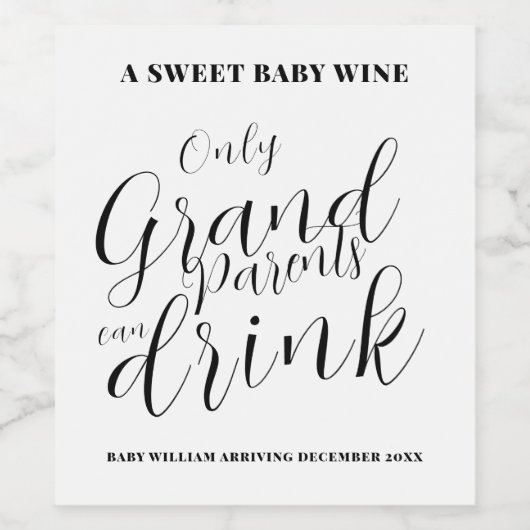 Zwangerschap Aankondiging Grootouders om te worden Wijn Etiket (Enkel label)