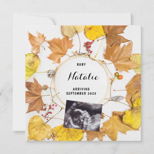 Zwangerschap Aankondiging Herfst najaar lederen ad (Voorkant)