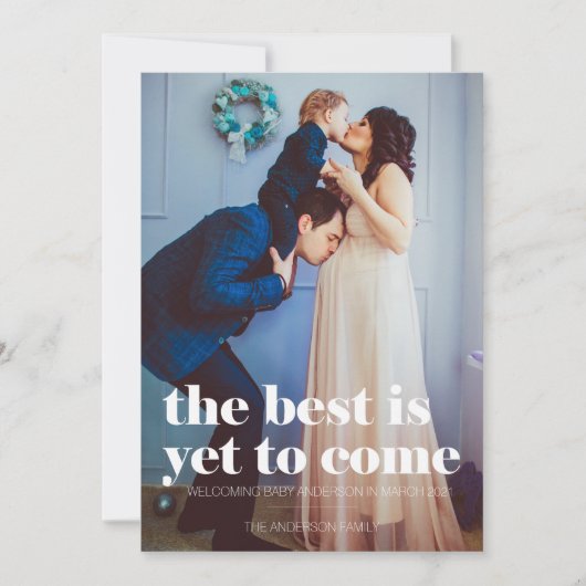 Zwangerschap Aankondiging, het beste is nog te kom Feestdagenkaart (Voorkant)