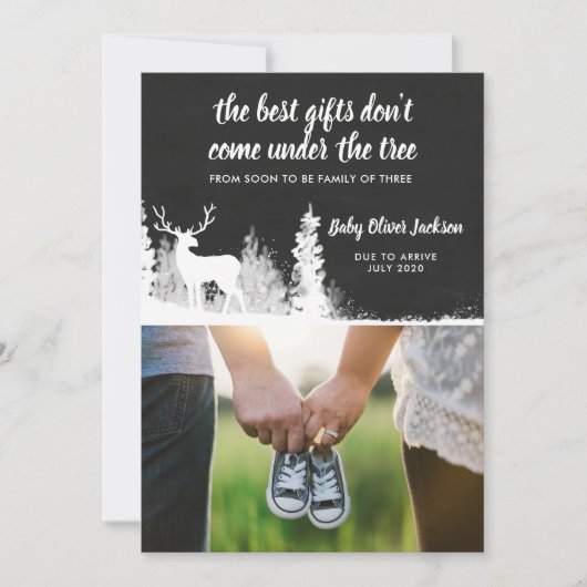 Zwangerschap Aankondiging Holiday Antler | Foto (Voorkant)