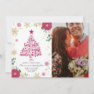 Zwangerschap Aankondiging Kerst Fotokaart Bloemen